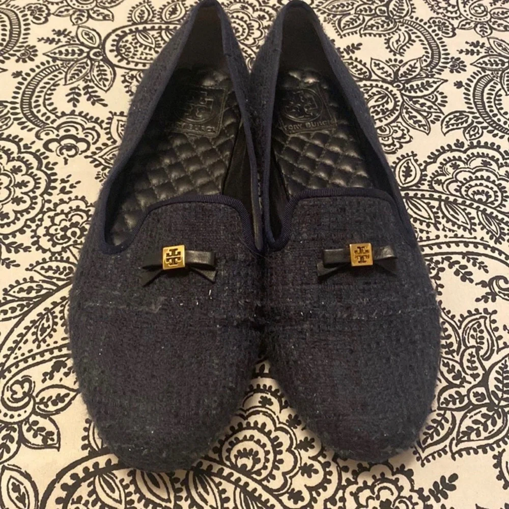 Tory Burch loafers navy tweed - Picture 1 of 10